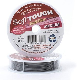 Проволока для бисера Soft Touch Premium 0,019 дюйма / 0,48 мм 100 футов / 30,48 м SATIN, 100